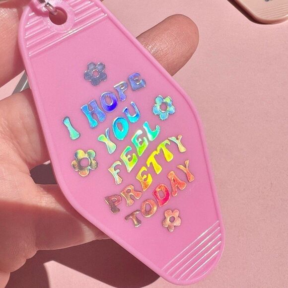 Positive Affirmations Keychain in Pink Reflective 3M - Picture 2 of 5